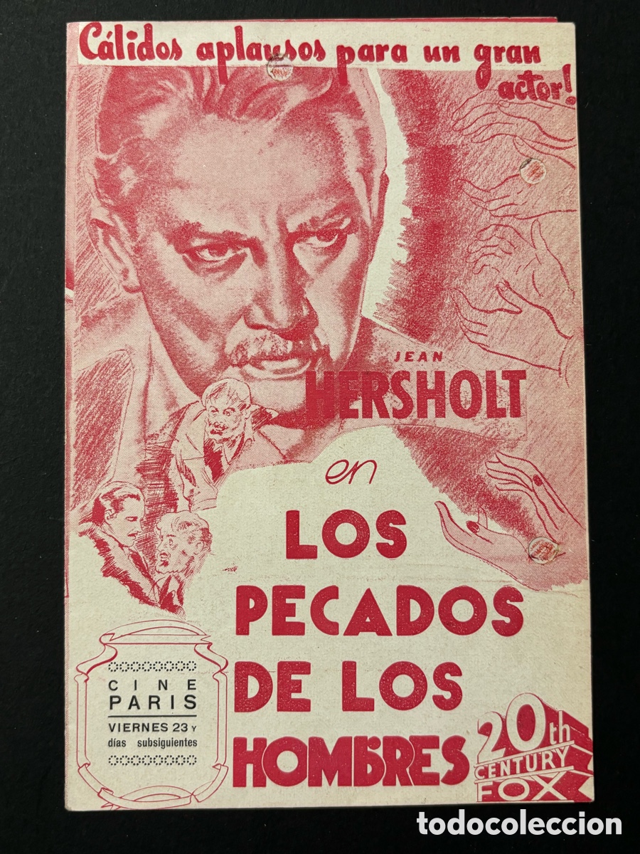 Cinema: Programa uruguayo los pecados de los hombres jean hersholt con publicidad A2