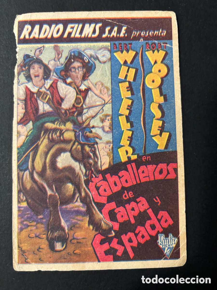 Cinema: Programa caballeros de capa y espada wheeler y woolsey con publicidad cinema Goya Zaragoza A2