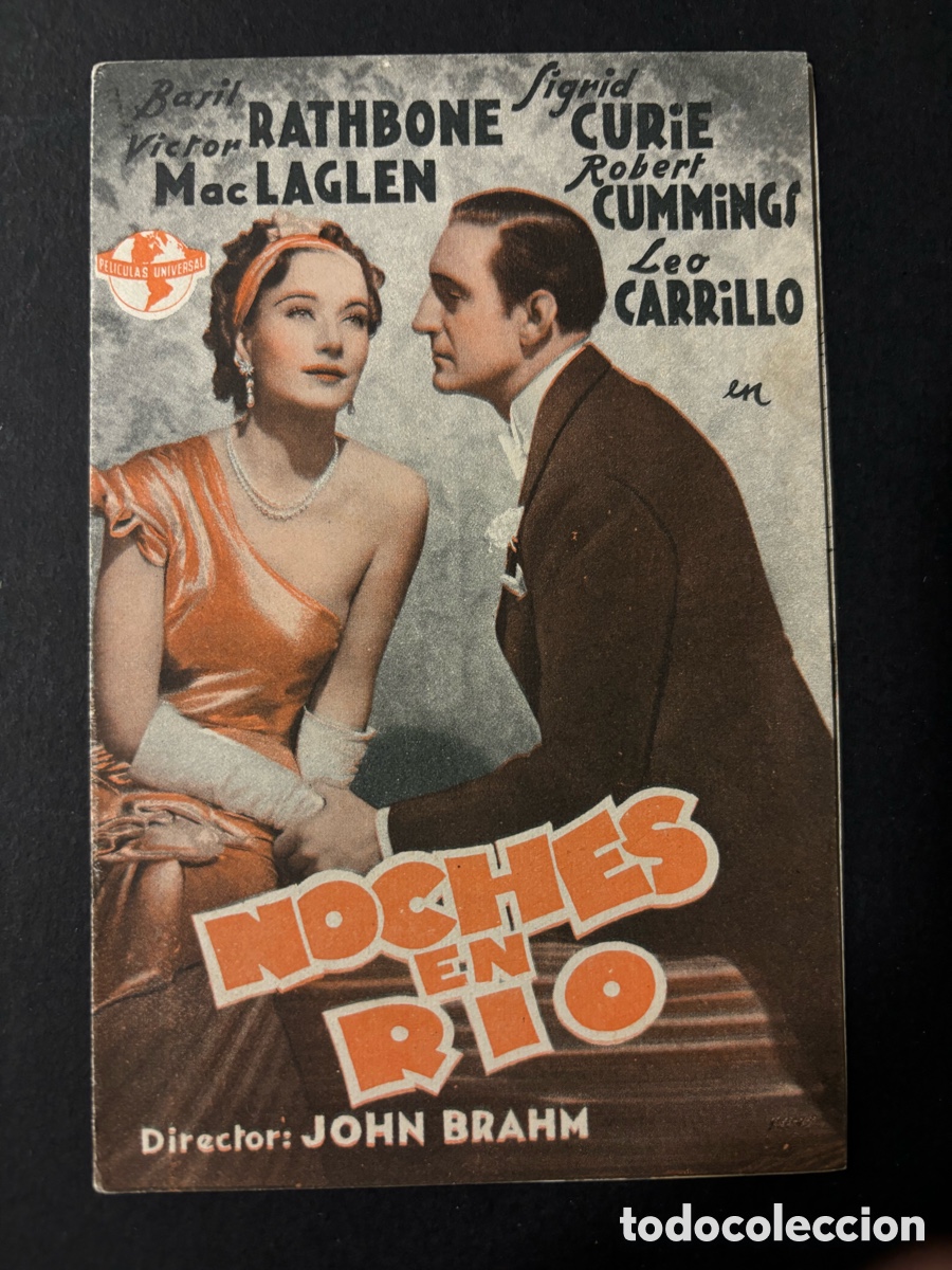 Cine: Programa noches en r&iacute;o basil rathbone con publicidad cine olympia A2 - Foto 1