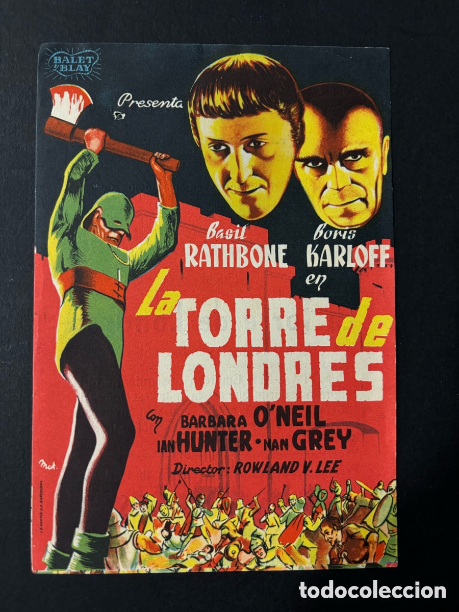 Cinema: Programa la torre de Londres Boris Karloff con publicidad cine comer valencia A11