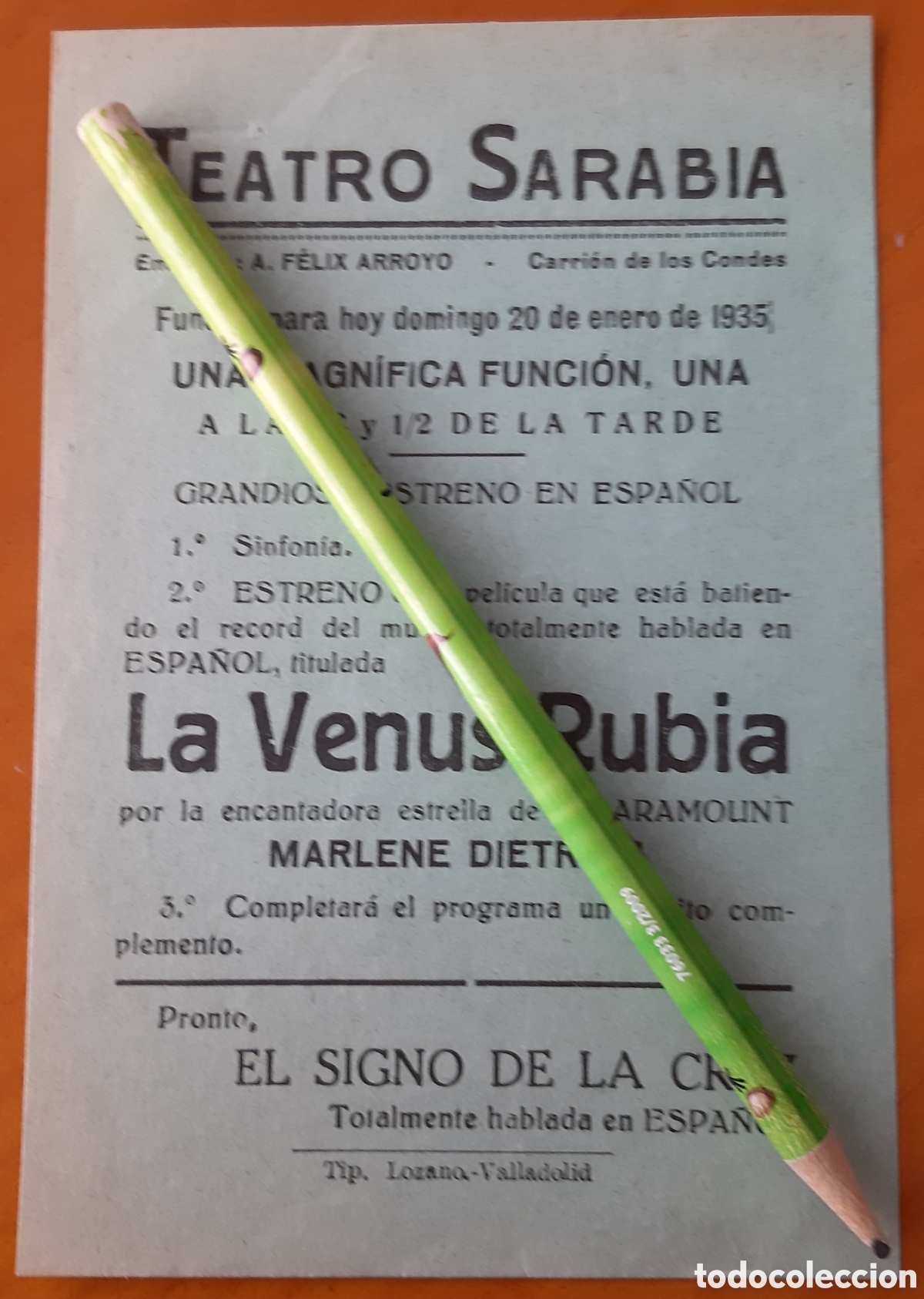 Cine: Programa cine Carrion de los Condes Palencia. A&ntilde;o 1935 - Foto 1