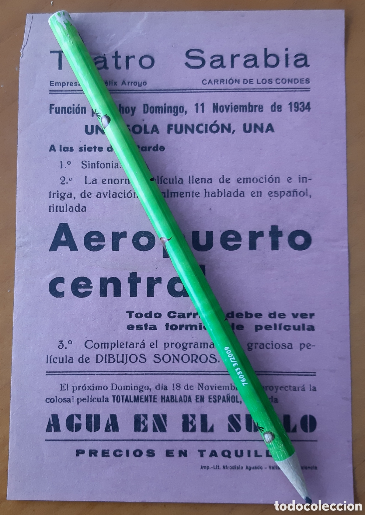 Cine: Programa de cine. Carri&oacute;n de los Condes Palencia. 1934 - Foto 1