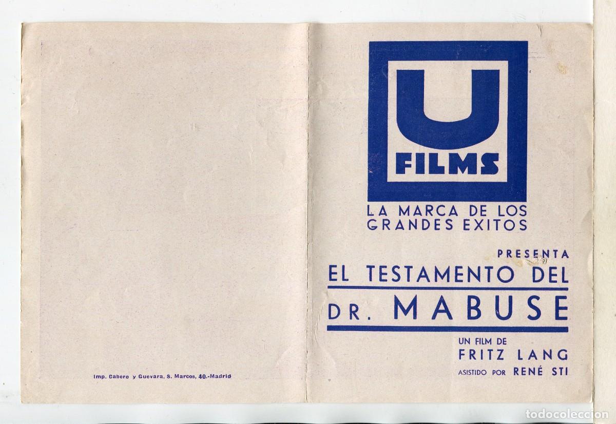 Cine: EL TESTAMENTO DEL DR. MABUSE, de Fritz Lang. - Foto 1