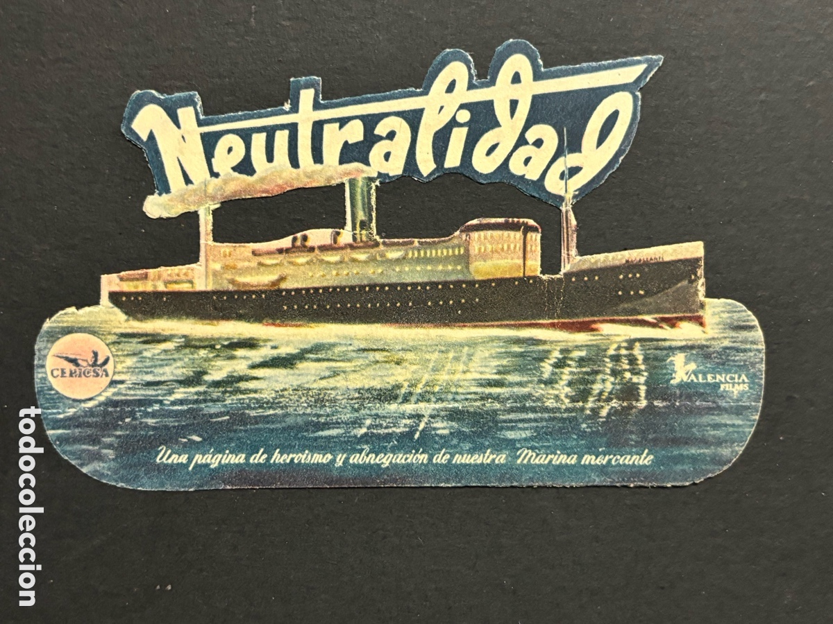  Foglietti di film di film antichi di cinema: Programa troquelado Neutralidad Jorge Mistral con publicidad cine goya A13