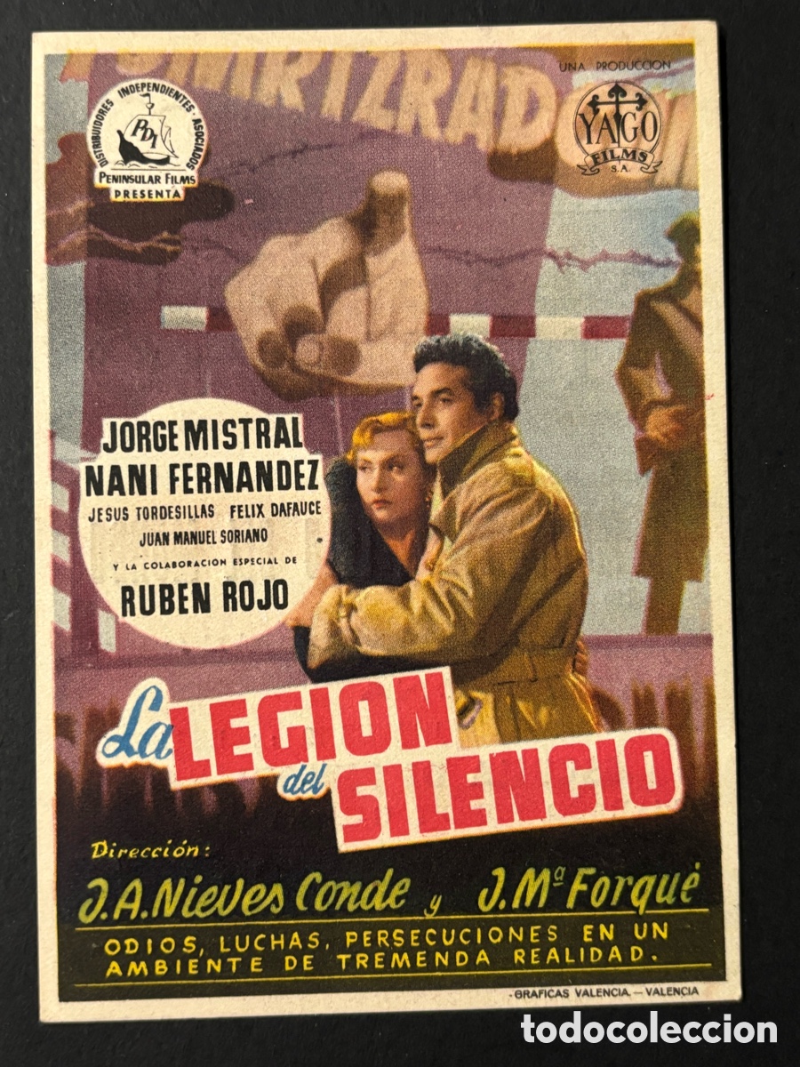  Foglietti di film di film antichi di cinema: Programa la legi&oacute;n del silencio Jorge Mistral con publicidad cine f&eacute;mina A13