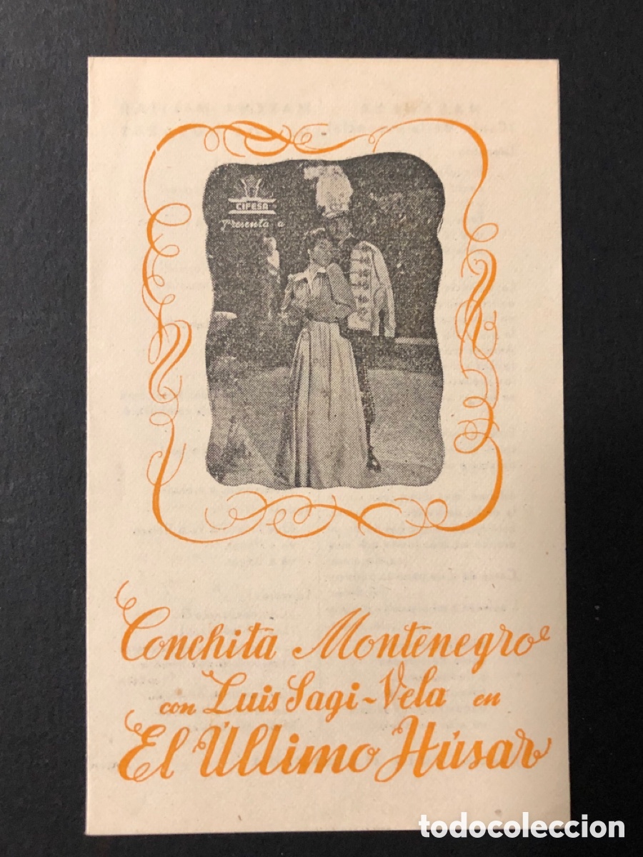  Foglietti di film di film antichi di cinema: Programa cancionero el &uacute;ltimo husar Conchita Montenegro con publicidad cine Rialto A13