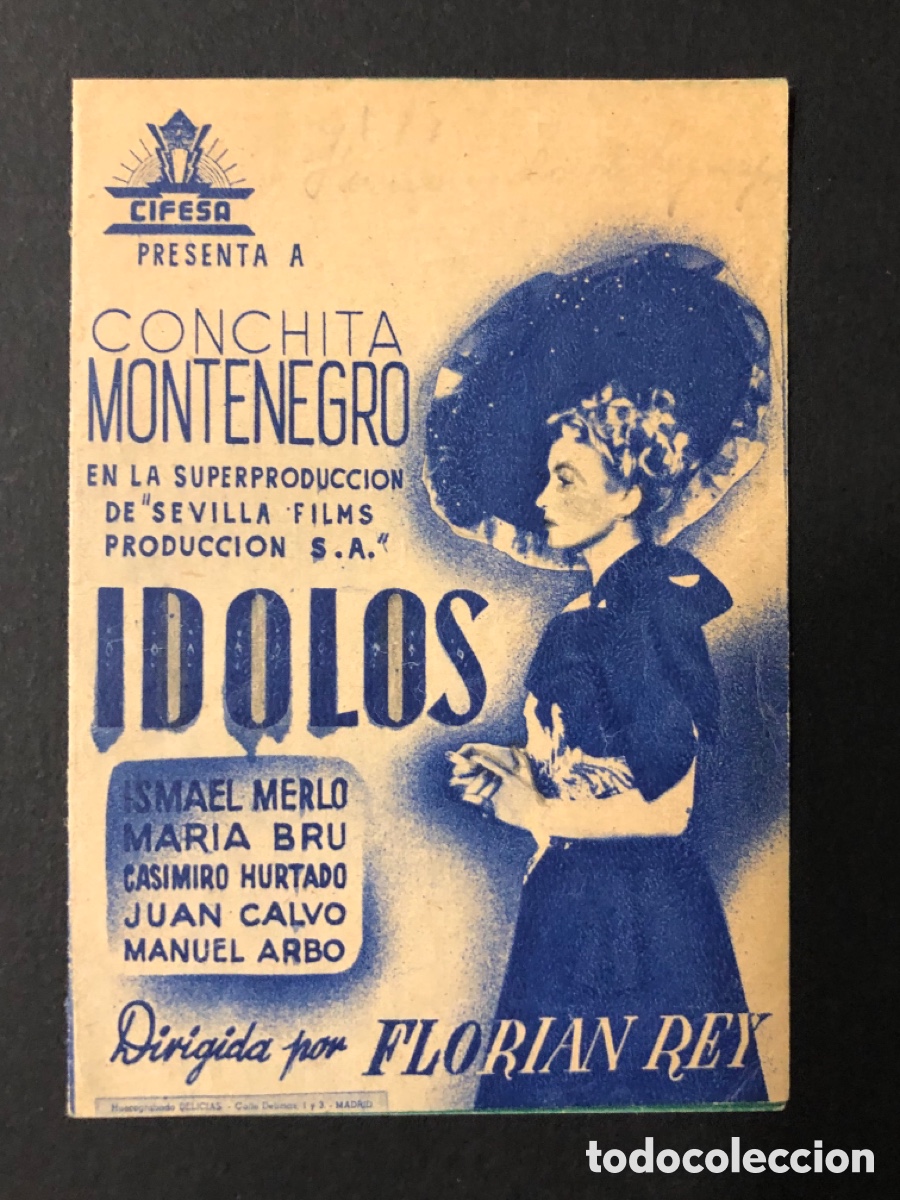  Foglietti di film di film antichi di cinema: Programa cancionero idolos Conchita Montenegro con publicidad cine alkazar A13