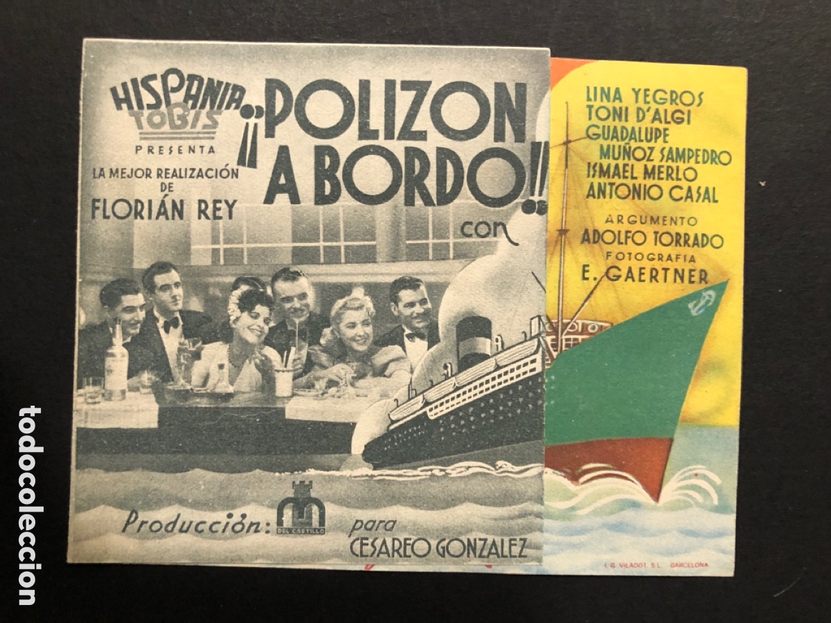  Foglietti di film di film antichi di cinema: Programa poliz&oacute;n a bordo lina yegros con publicidad cinema vi&ntilde;es A13