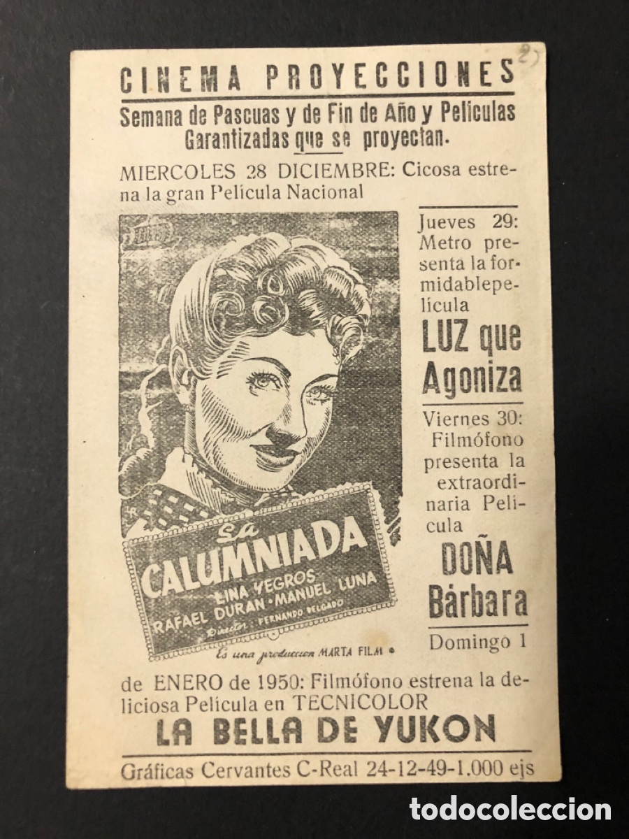 Cine: Programa la calumniada lina yegros con publicidad cinema proyecciones A13 - Foto 1