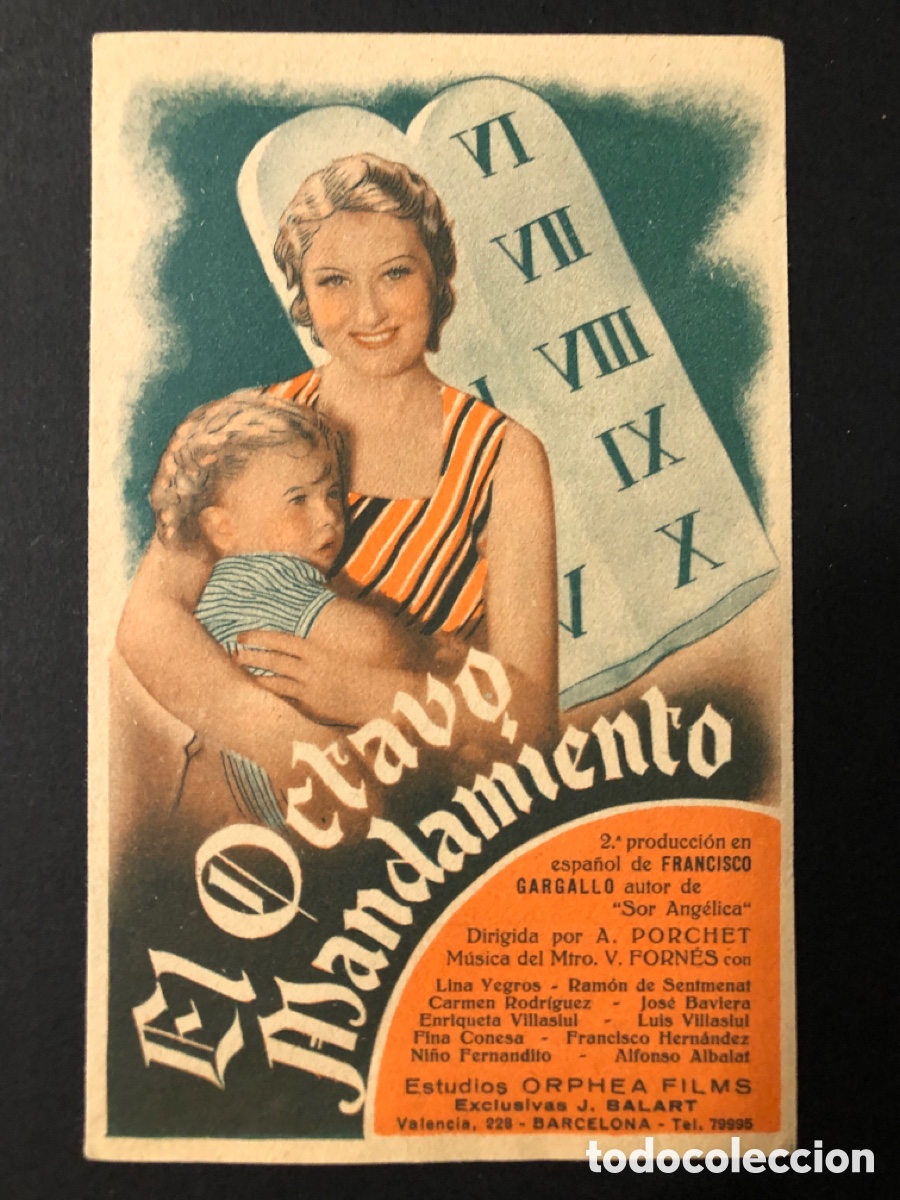  Foglietti di film di film antichi di cinema: Programa el octavo mandamiento lina yegros con publicidad cinema teatre tarragona A13