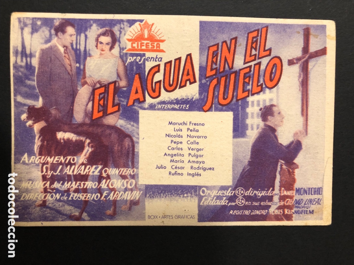 Folhetos de m&atilde;o de filmes antigos de cinema: Programa el agua en el suelo maruchi fresno con publicidad cinema ideal park olot A13