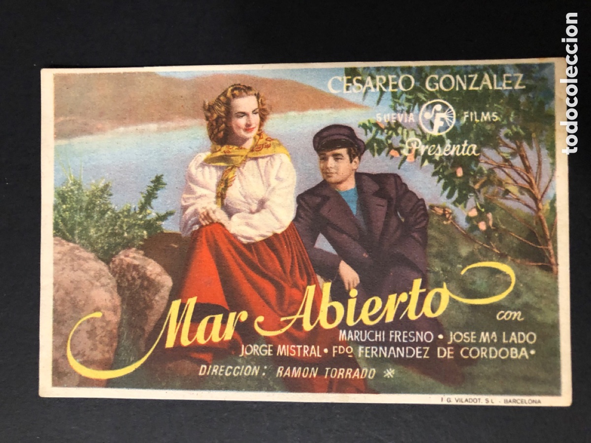 Folhetos de m&atilde;o de filmes antigos de cinema: Programa mar abierto maruchi fresno con publicidad cine espa&ntilde;a A13