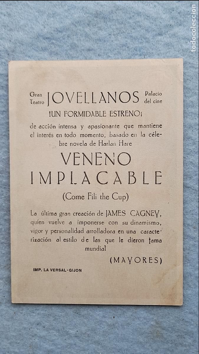 Cine: Veneno Implacable. James Cagney, Phyllis Thaxter. Raymond Massey. - Foto 2