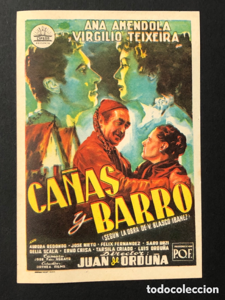 Folhetos de m&atilde;o de filmes antigos de cinema: Programa Cifesa ca&ntilde;as y barro virgilio teixeira A13