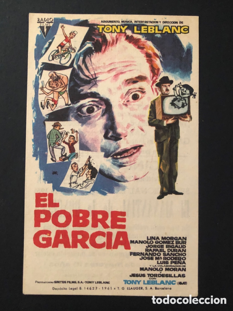  Foglietti di film di film antichi di cinema: Programa el pobre garcia Tony leblanc con publicidad cine mar&iacute;a luisa merida A13