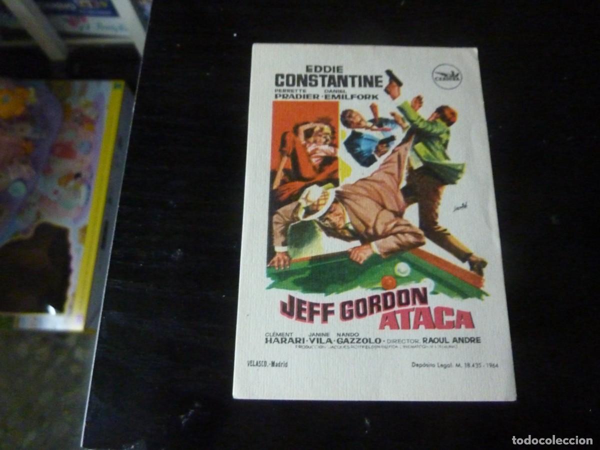 Cine: Folleto de cine JEFF GORDON ATACA con publicidad - Foto 1