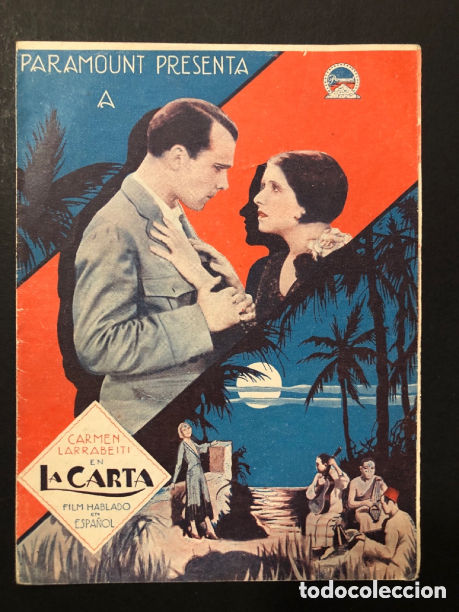 Folhetos de m&atilde;o de filmes antigos de cinema: Programa la carta carmen larrabeiti luis pe&ntilde;a con publicidad teatro principal A13