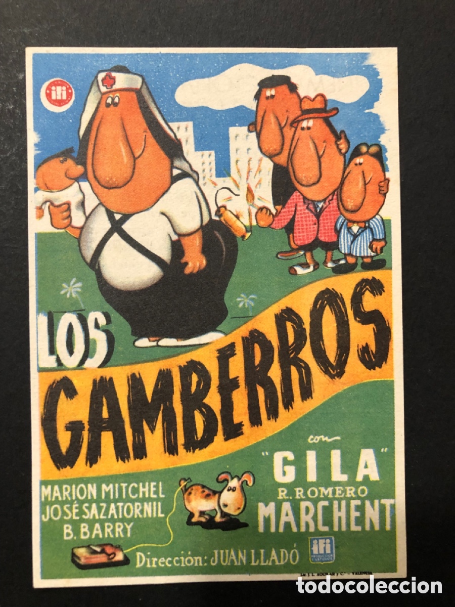 Folhetos de m&atilde;o de filmes antigos de cinema: Programa los gamberros Gila con publicidad cinema victoria Sean Feliu de guixols A13