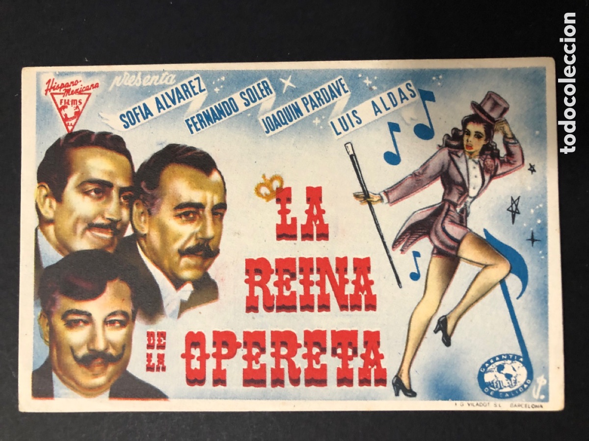 Folhetos de m&atilde;o de filmes antigos de cinema: Programa la reina de la opereta sofia Alvarez A13