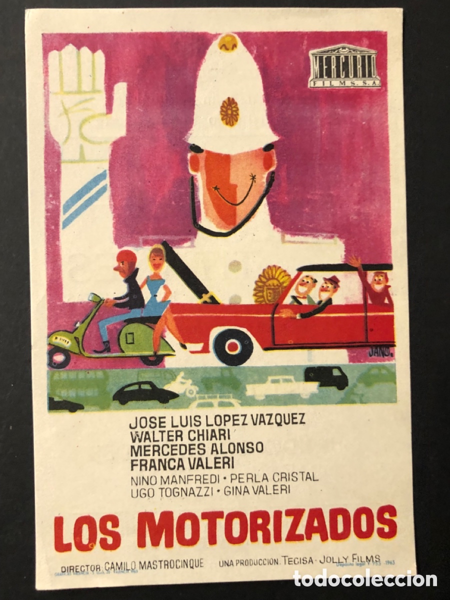 Cine: Programa los motorizados J L Lopez V&aacute;zquez con publicidad cine banda primitiva liria A13
