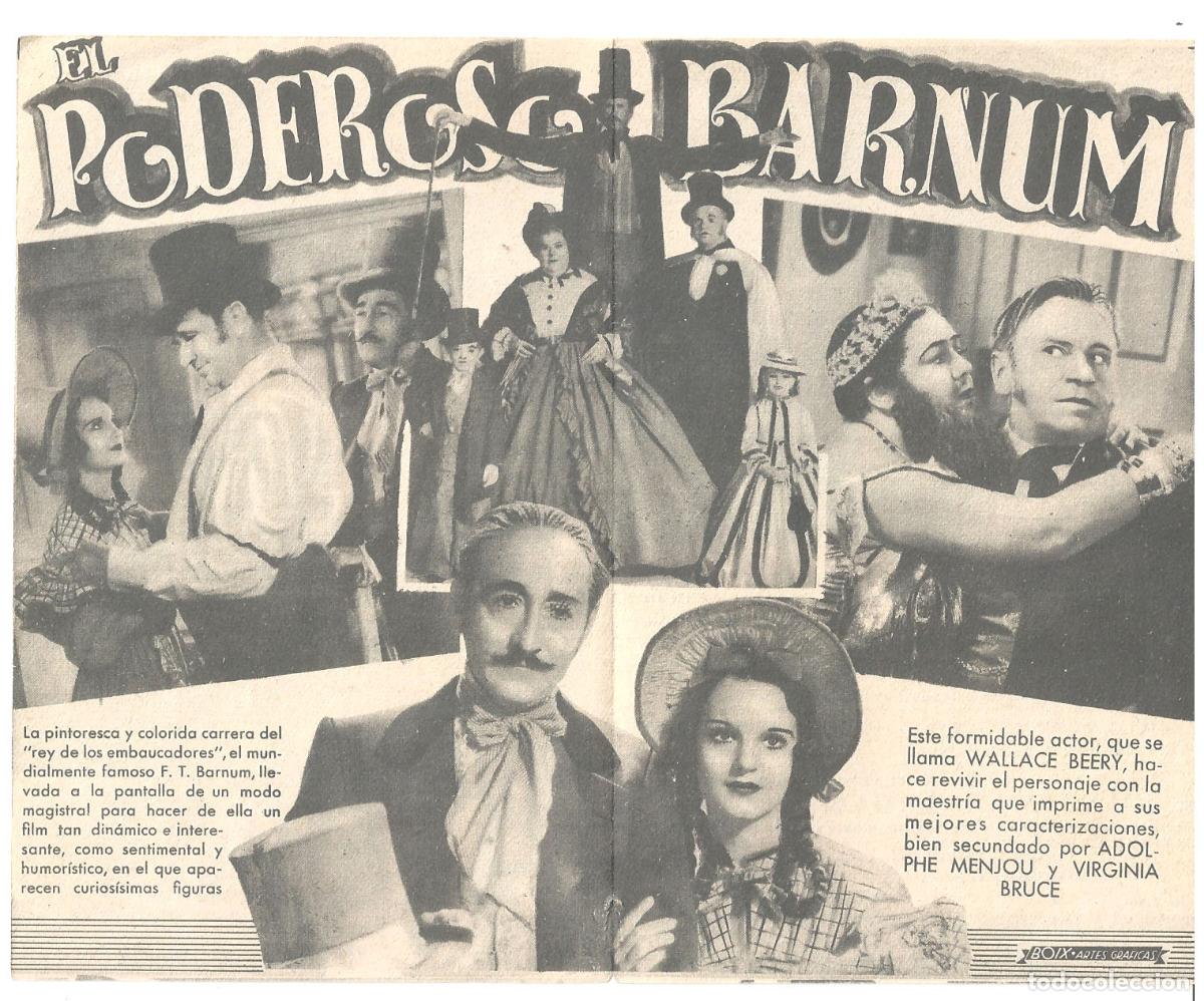 Cine: PTCC 810 EL PODEROSO BARNUM PROGRAMA DOBLE FOX WALLACE BEERY ADOLPHE MENJOU VIRGINIA BRUCE - Foto 2
