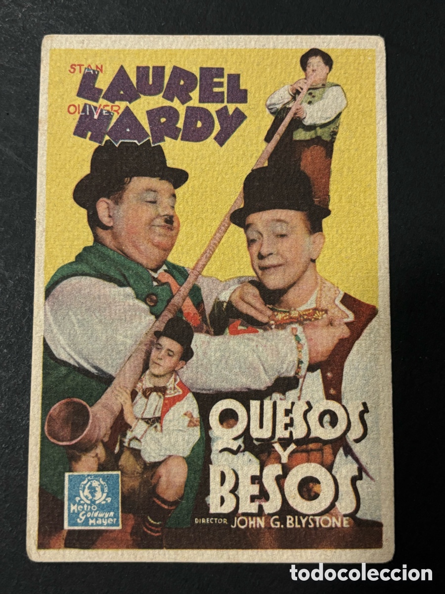  Foglietti di film di film antichi di cinema: Programa quesos y besos stan laurel Oliver Hardy con publicidad cine Victoria A14
