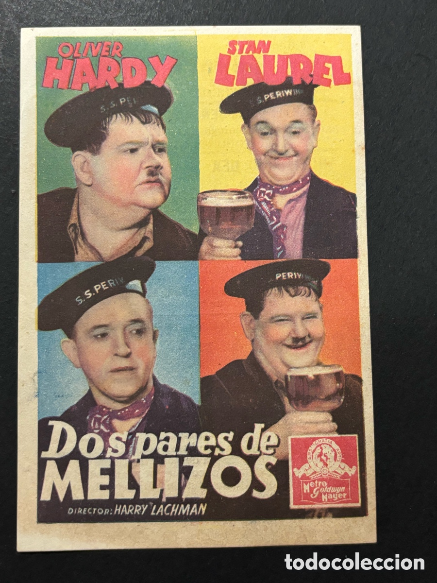  Foglietti di film di film antichi di cinema: Programa dos pares de mellizos stan laurel Oliver Hardy con publicidad gran sal&oacute;n novedades A14