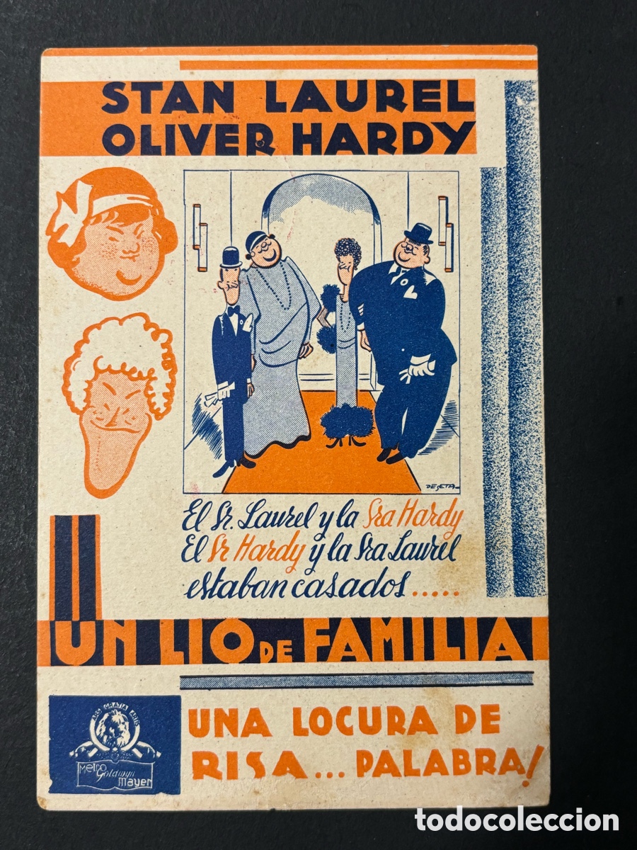  Foglietti di film di film antichi di cinema: Programa un l&iacute;o de familia stan laurel Oliver Hardy con publicidad cine Gades C&aacute;diz A14