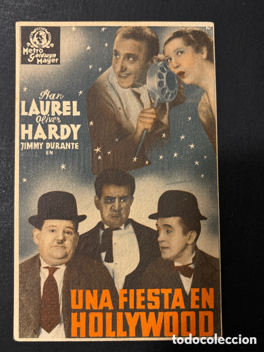  Foglietti di film di film antichi di cinema: Programa una fiesta en Hollywood stan laurel Oliver Hardy con publicidad teatre cinema el jard&iacute;n A14