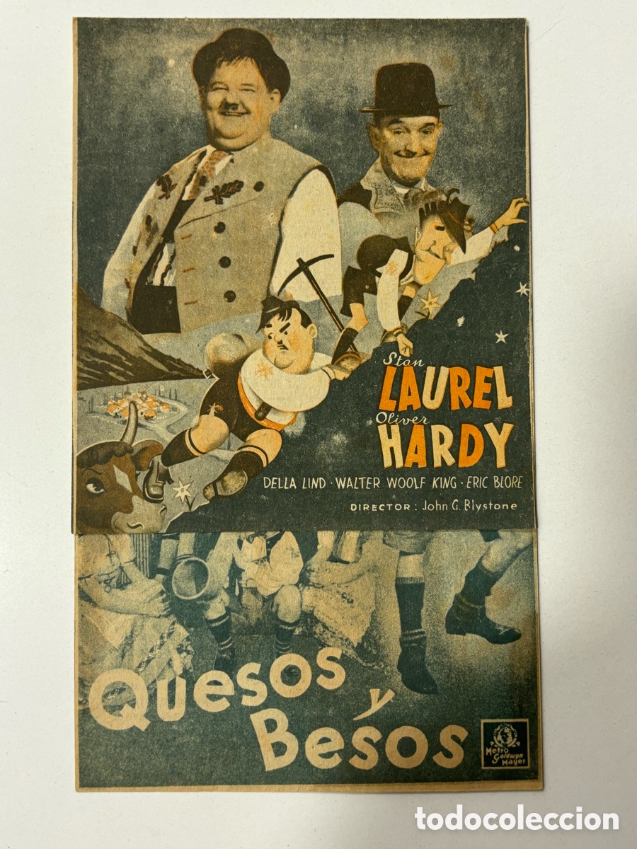  Foglietti di film di film antichi di cinema: Programa quesos y besos Stan laurel Oliver Hardy con publicidad olympia Valencia A14