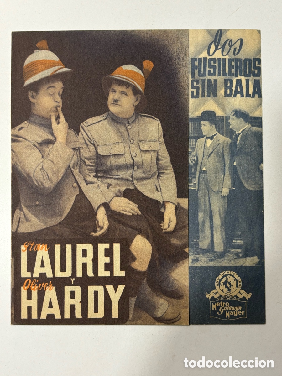  Foglietti di film di film antichi di cinema: Programa fusileros sin bala Stan laurel Oliver Hardy con publicidad teatro Cervantes A14