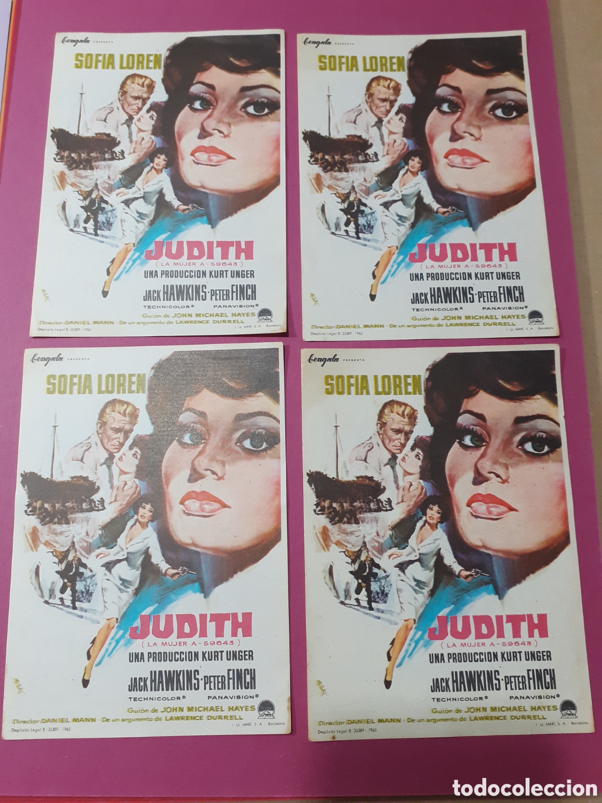 Cine: Judith. Sof&iacute;a Loren. Lote de 4 unidades. - Foto 1