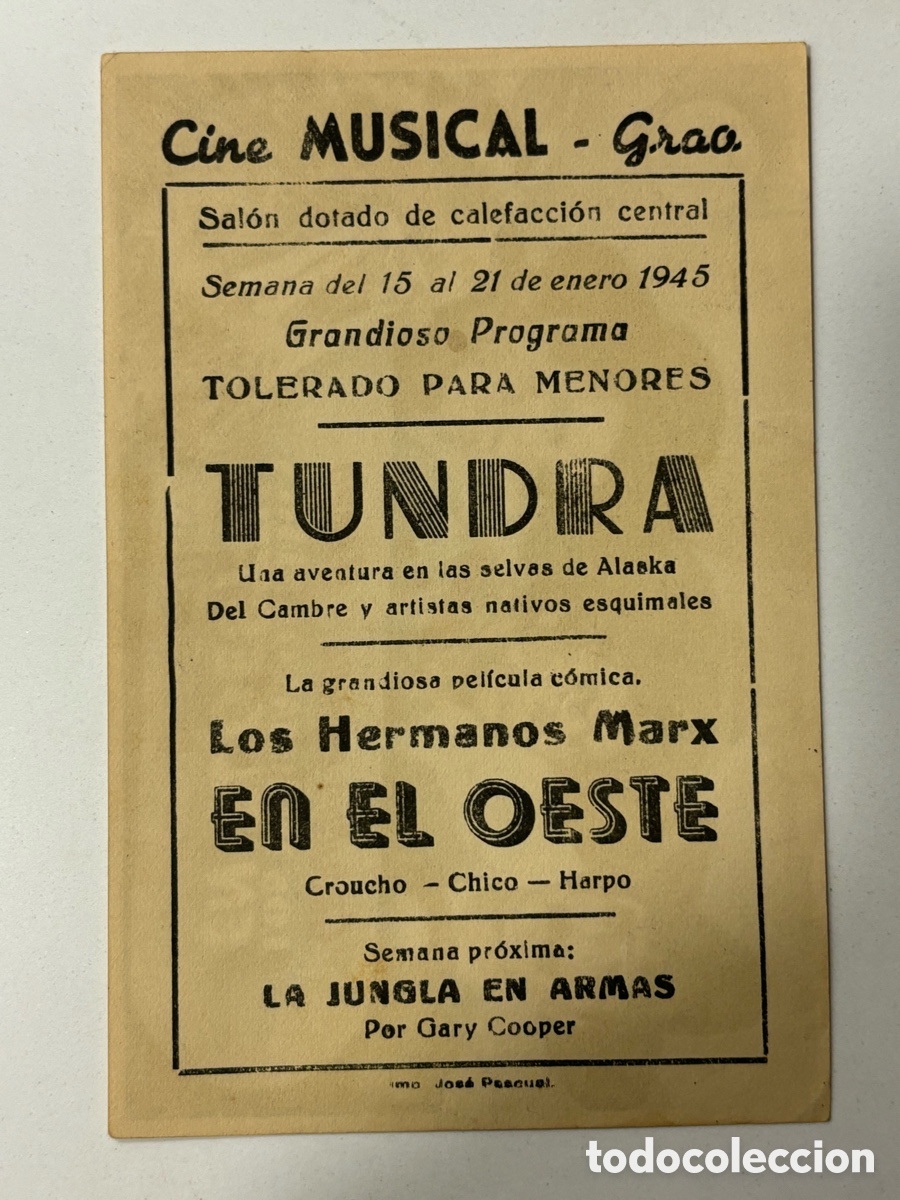 Cine: Programa los Hermanos Marx en el oeste con publicidad cine musical grao A14 - Foto 2