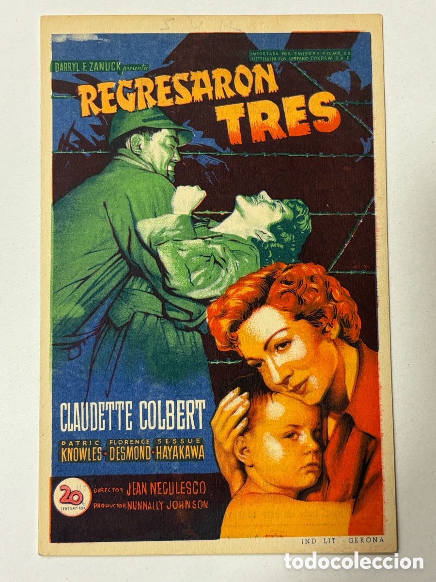  Foglietti di film di film antichi di cinema: Programa regresaron tres claudette colbert con publicidad cine Sur Mislata A14