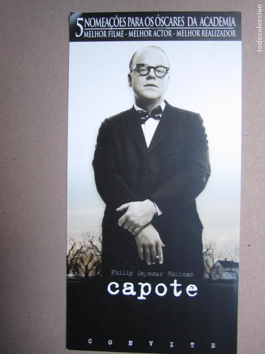 Folhetos de m&atilde;o de filmes antigos de cinema: capote - folleto mano original invitacion preestreno portugal - philip seynour hoffman