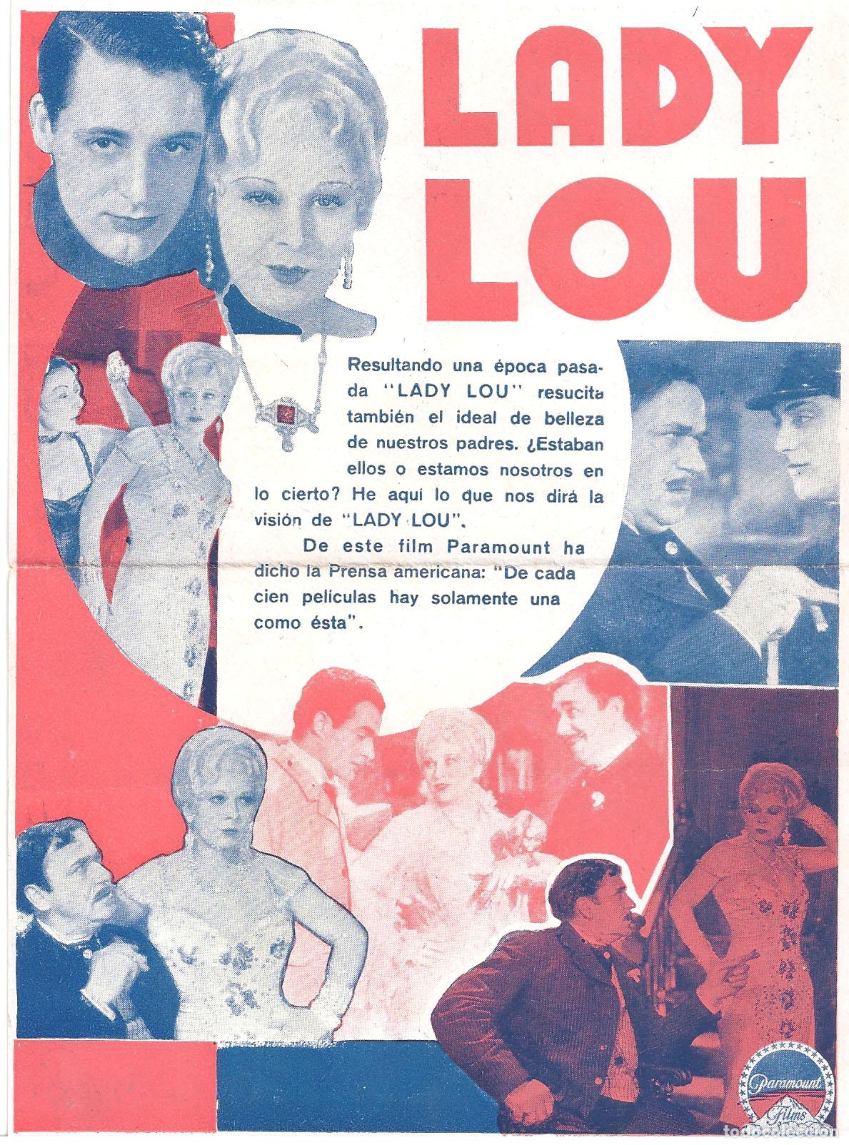 Cine: PTCC 807 LADY LOU PROGRAMA DOBLE PARAMOUNT azul CARY GRANT MAE WEST B - Foto 2
