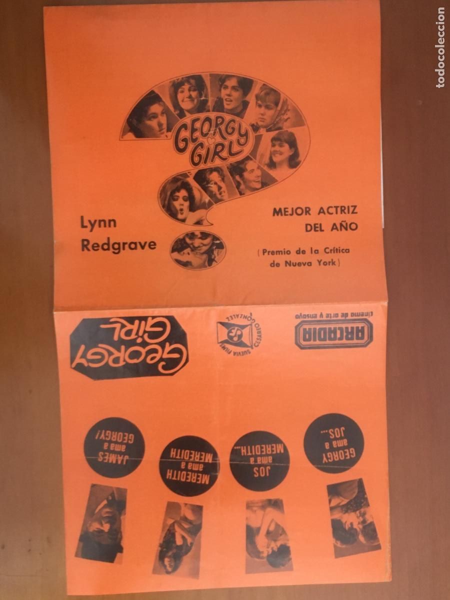 Folhetos de m&atilde;o de filmes antigos de cinema: georgy girl folleto mano local estreno cine arcadia barcelona