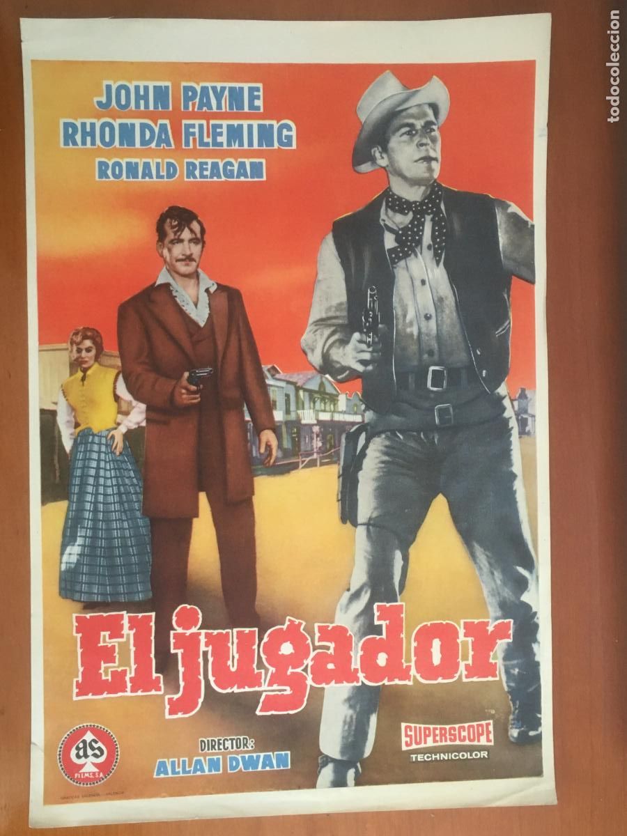 Folhetos de m&atilde;o de filmes antigos de cinema: el jugador folleto mano estreno prueba de imprenta