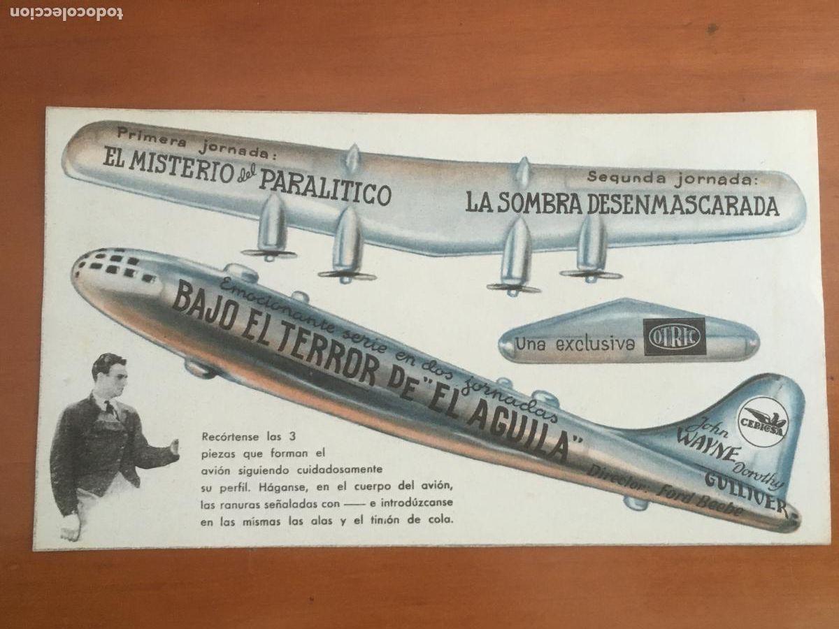 Folhetos de m&atilde;o de filmes antigos de cinema: bajo el terror de el aguila folleto mano recortable original perfecto estado