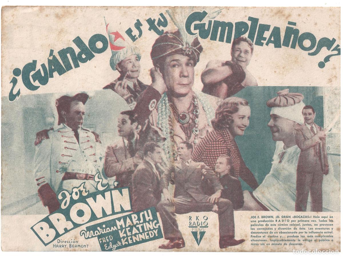 Cine: PTCC 809 CUANDO ES TU CUMPLEA&Ntilde;OS PROGRAMA DOBLE RKO JOE E. BROWN MARIAN MARSH - Foto 2