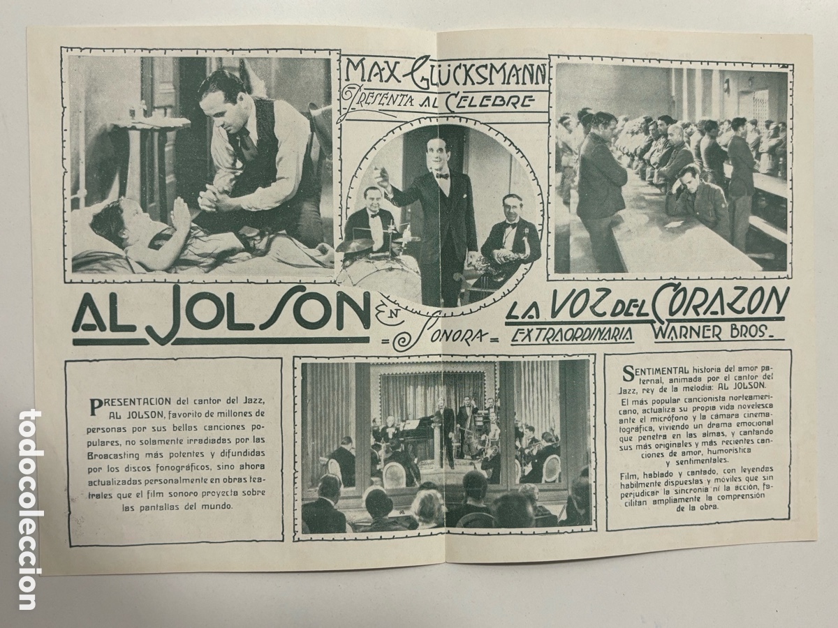 Cine: Programa uruguayo la voz del coraz&oacute;n el loco cantor Al jolson A14 - Foto 2