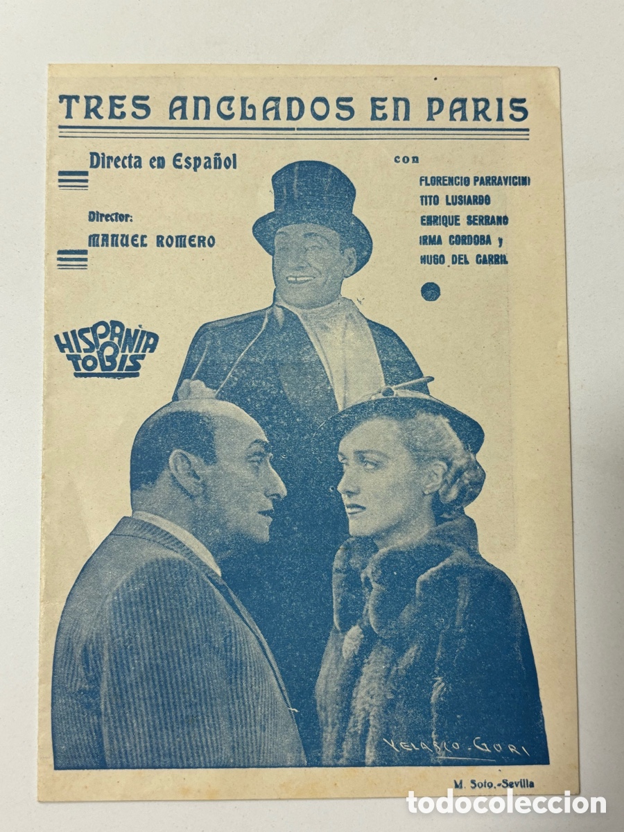 Cinema: Programa tres anclados en paris Hugo del carril con publicidad cine l&iacute;rico valencia A14