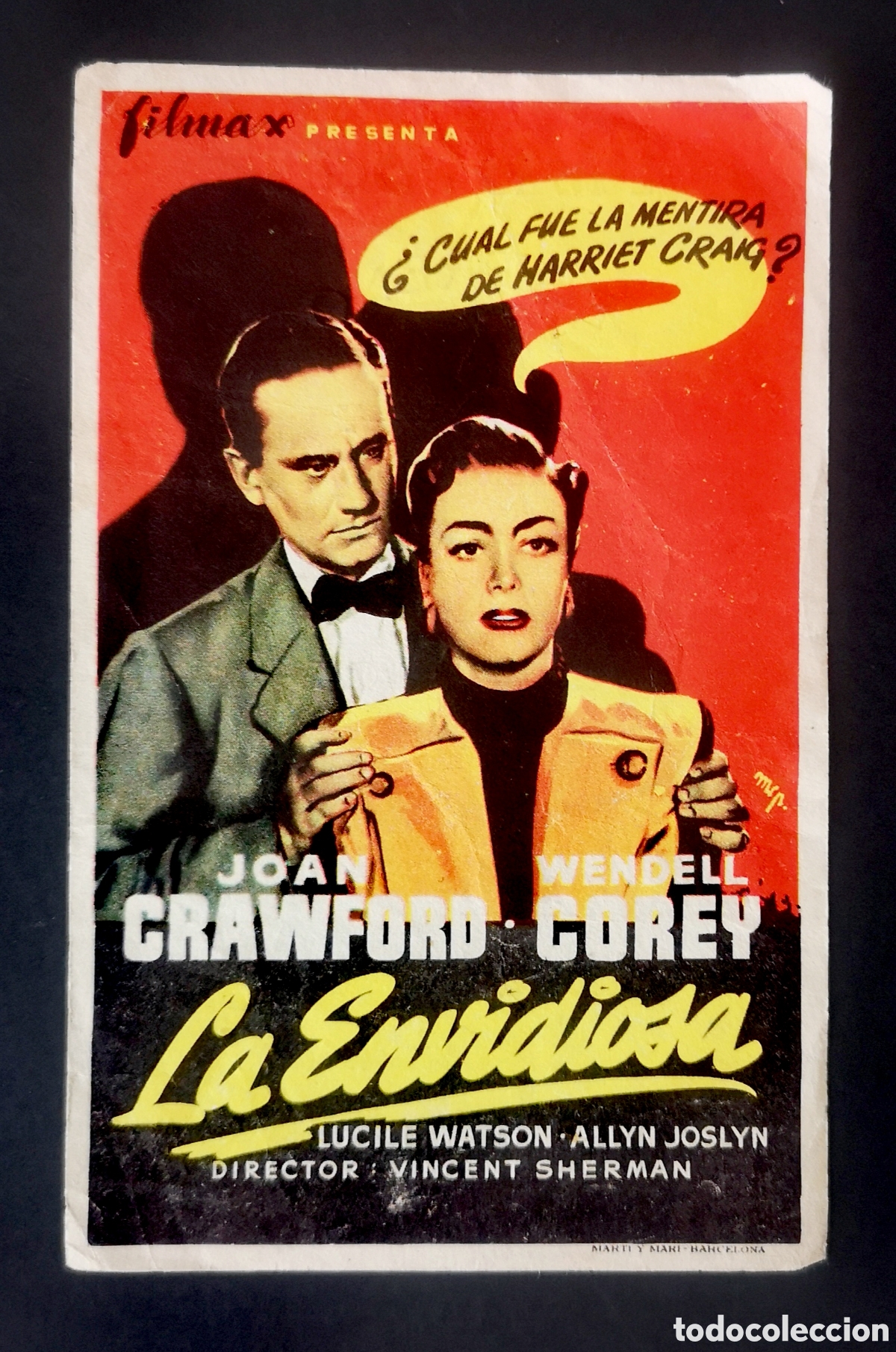 Folhetos de m&atilde;o de filmes antigos de cinema: LA ENVIDIOSA - FOLLETO DE MANO