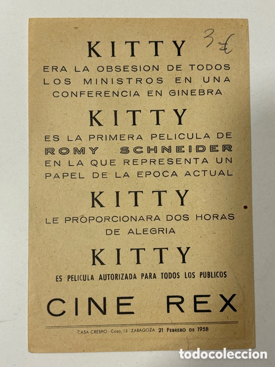 Cine: Programa Kitty Romy Schneider con publicidad cine Rex Zaragoza A9 - Foto 2
