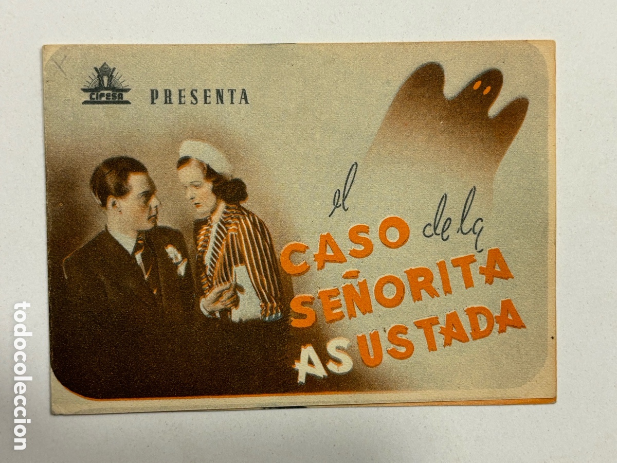 Folhetos de m&atilde;o de filmes antigos de cinema: Programa el caso de la se&ntilde;orita asustada con publicidad cifesa A14