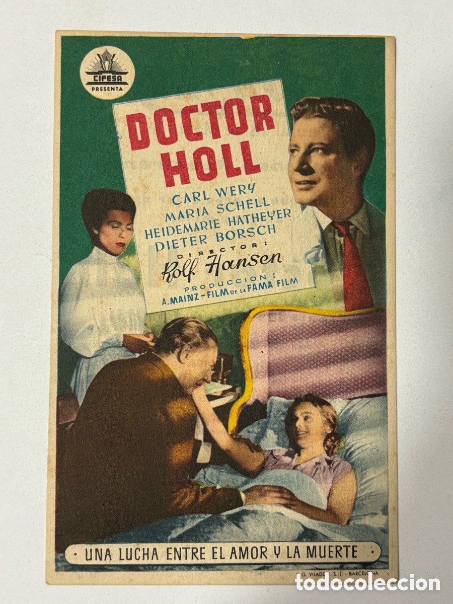 Folhetos de m&atilde;o de filmes antigos de cinema: Programa doctor holl con publicidad cine turia valencia A14