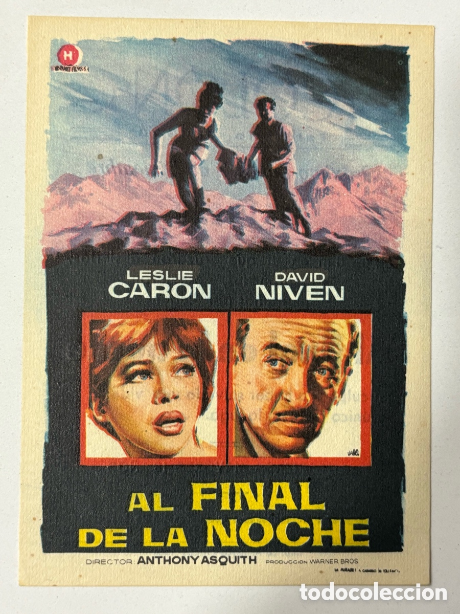 Folhetos de m&atilde;o de filmes antigos de cinema: Programa al final de la noche Leslie caron con publicidad cine Col&oacute;n Alcoy A14
