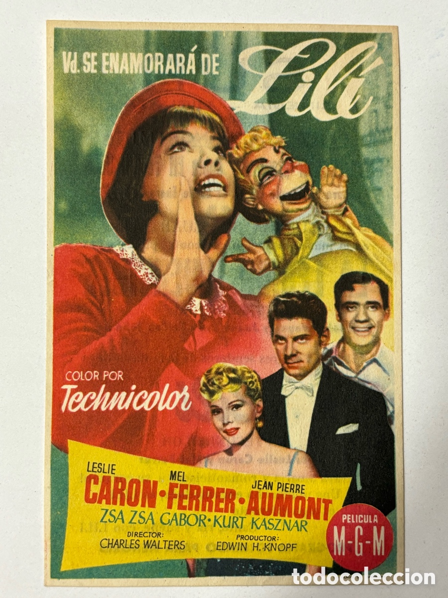 Folhetos de m&atilde;o de filmes antigos de cinema: Programa Lili Leslie caron con publicidad cine Sur Mislata A14