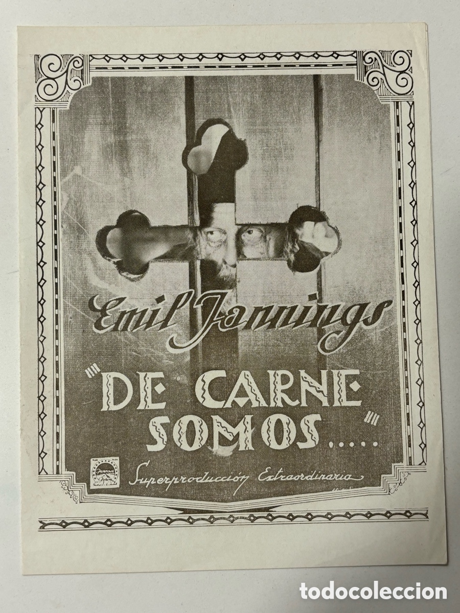 Folhetos de m&atilde;o de filmes antigos de cinema: Programa uruguayo el destino de la carne Emil Jannings A14