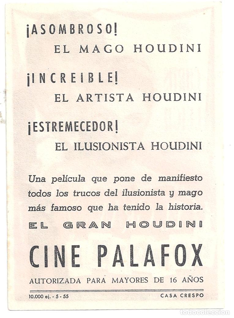 Cine: PTCC 811 EL GRAN HOUDINI PROGRAMA SENCILLO PARAMOUNT TONY CURTIS JANET LEIGH - Foto 2